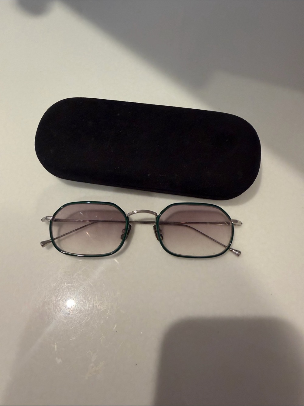 Men's Green Frame Oval Sunglasses